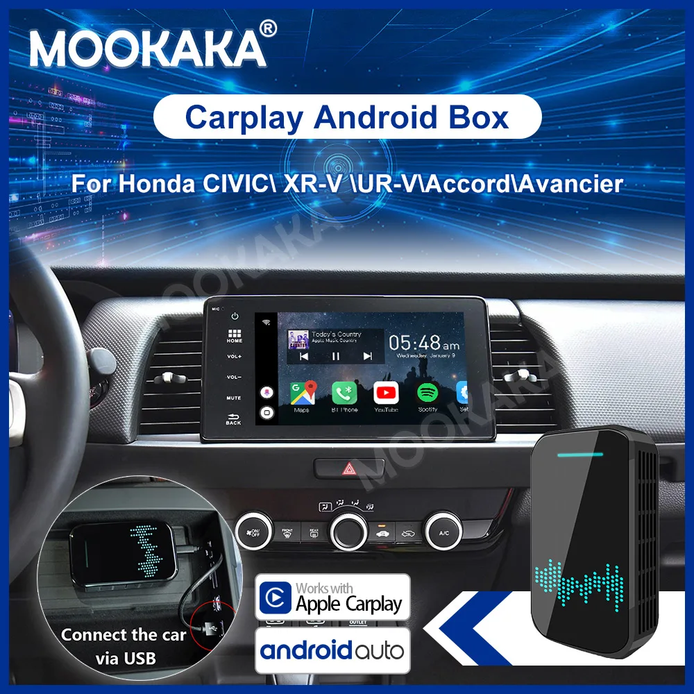 For HONDA Universal Apple Carplay AI Box Android System Car Multimedia Player Video 32GB Wireless Mirror link Auto Radio upgrade