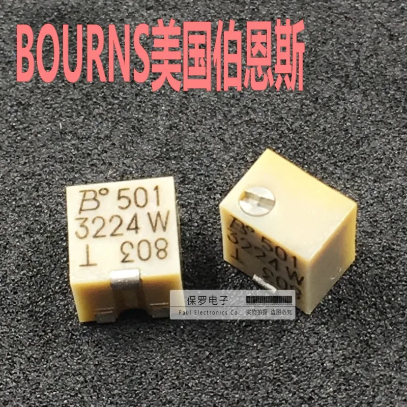 10個100% 元祖新リアル在庫bourns 3224W-1-501E 500Rオームマルチターン高精度調整可能な抵抗ポテンショメータ