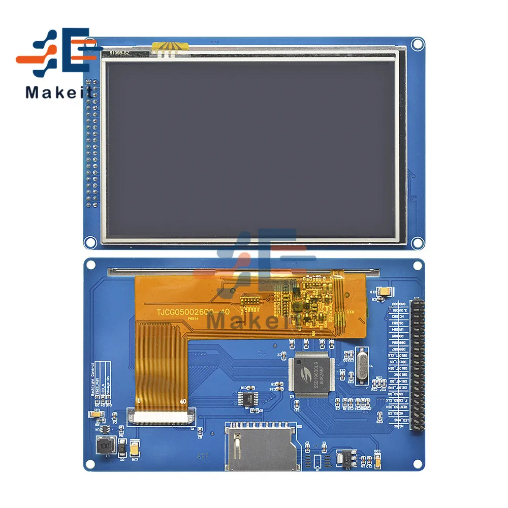 5.0 visual módulo de exibição lcd tft de 5.0 polegadas tela de painel de toque módulo placa pcb driver ic ssd2020 cartão sd para avr stm32
