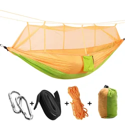 Alta qualidade acampamento ao ar livre hammock com mosquiteiro de alta resistência parachute tecido pendurado cama caça dormir balanço