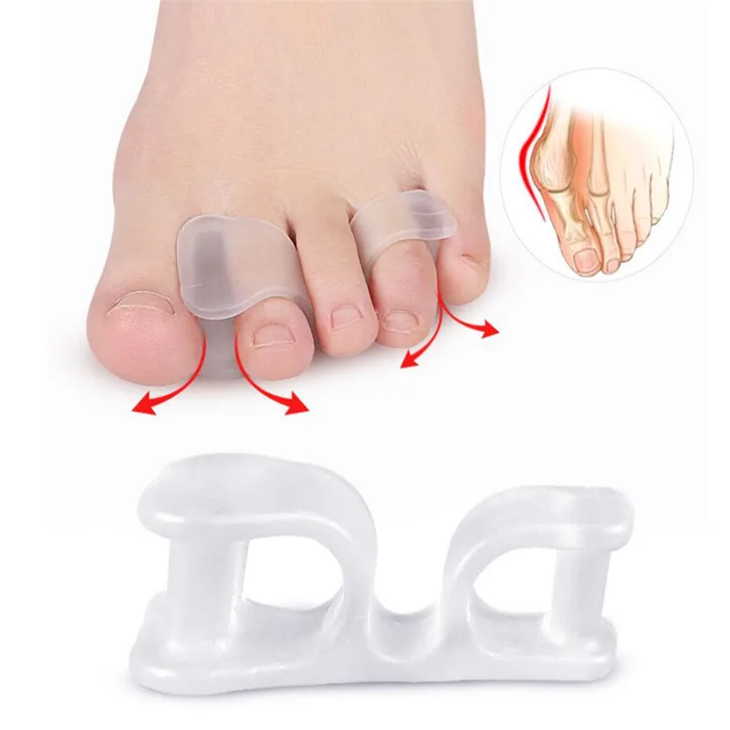 2Pcs Big Toe Two Hole Thumb Valgus Toe Separator Silicone Gel Foot Fingers Protector Corrector Pedicure Foot Care Tool