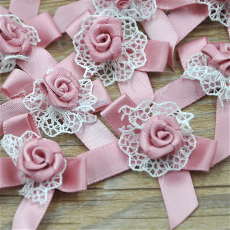 24 pcs 40mmX35mm Mix Color Ribbon flowers DIY appliques Apparel Accessories garment supplies A035