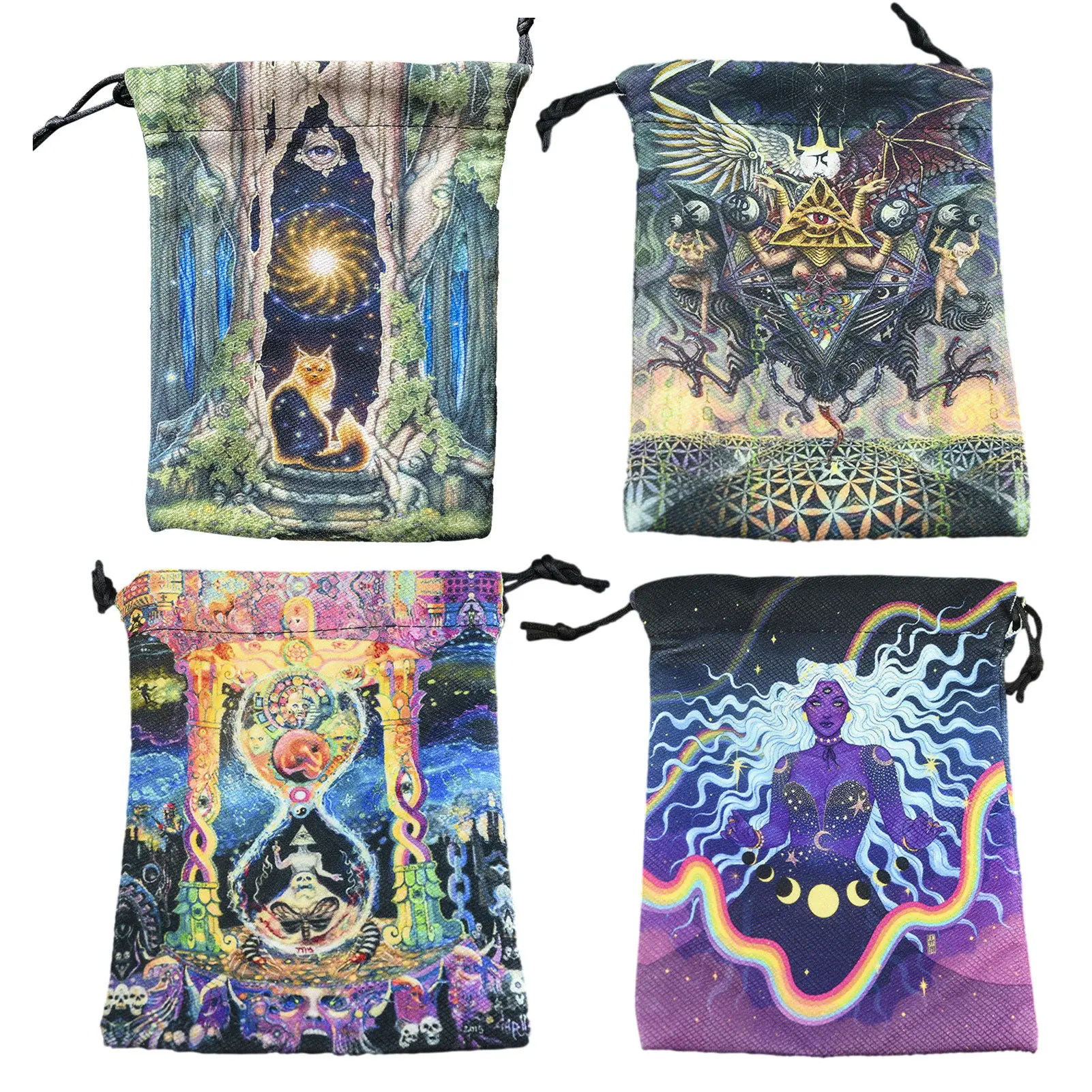 

Printed Velvet Tarot Oracle Card Storage Bag Witch Divination Accessories Double-sided Tarot Drawstring Bags Premium