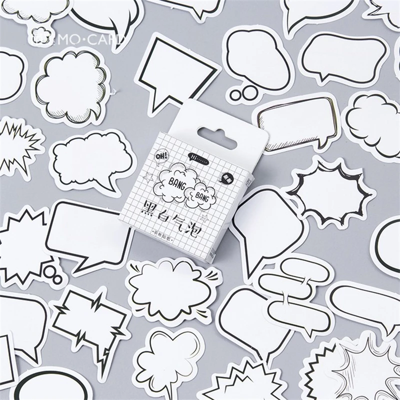 45pcs/box Cute Stationery Stickers Scrapbooking Diary Kawaii black  Stickers Diy Vintage Decorative Stickers School Supplies