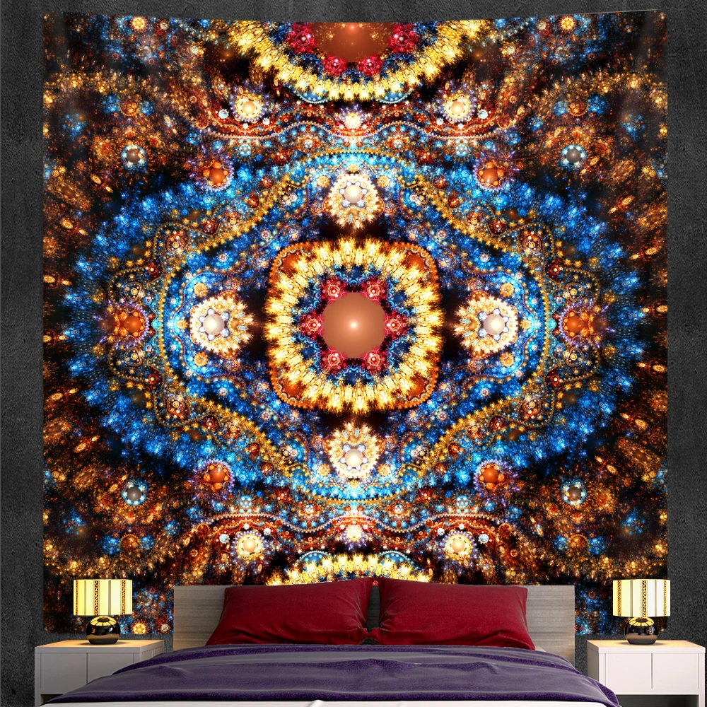 Indian Mandala Tapestry Psychedelic Scene Home Decor Tapestry Bohemian Decor Hippie Yoga Mat Large Size Sheet Sofa Blanket