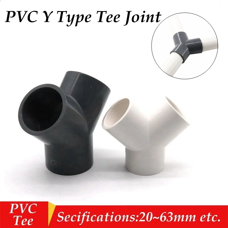 1pc PVC Tee Connector Water Supply Tube Joint Y Inclined Three-way Three-fork Pipe Fittings Plastic Aquarium Water Pipe Fittings