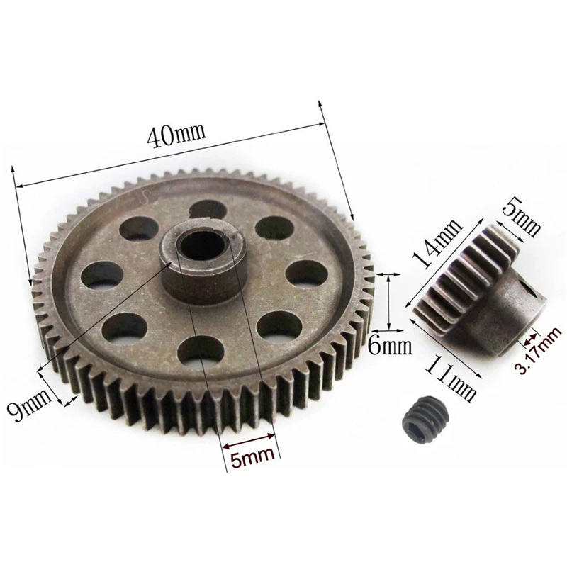 HSP 48P 0.8M 64T Main Metal spur Gear 5mm reducer＆17/21/26/29T Motor Gear 3.17mm Shaft diameter for Hsp 94123 94111 94107 94170