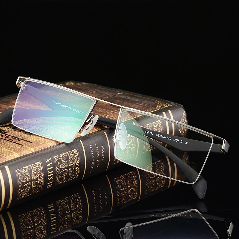 Vazrobe 155mm Oversized Myopia Glasses Male Eyeglasses Frames Men Semi Rimless Brand Spectacles Optical Lens Anti Reflection