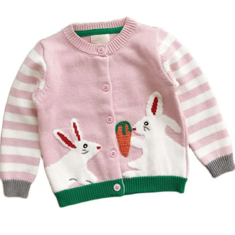 

children's cartoon sweaters autumn and winter Rabbit carrot warm tops sweater cardigan coat