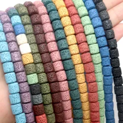 8 10mm Natural Stone Cylinder Color Volcanic Lava Round Tube Spacer Beads For Jewelry Making Charm DIY Bracelet Necklace