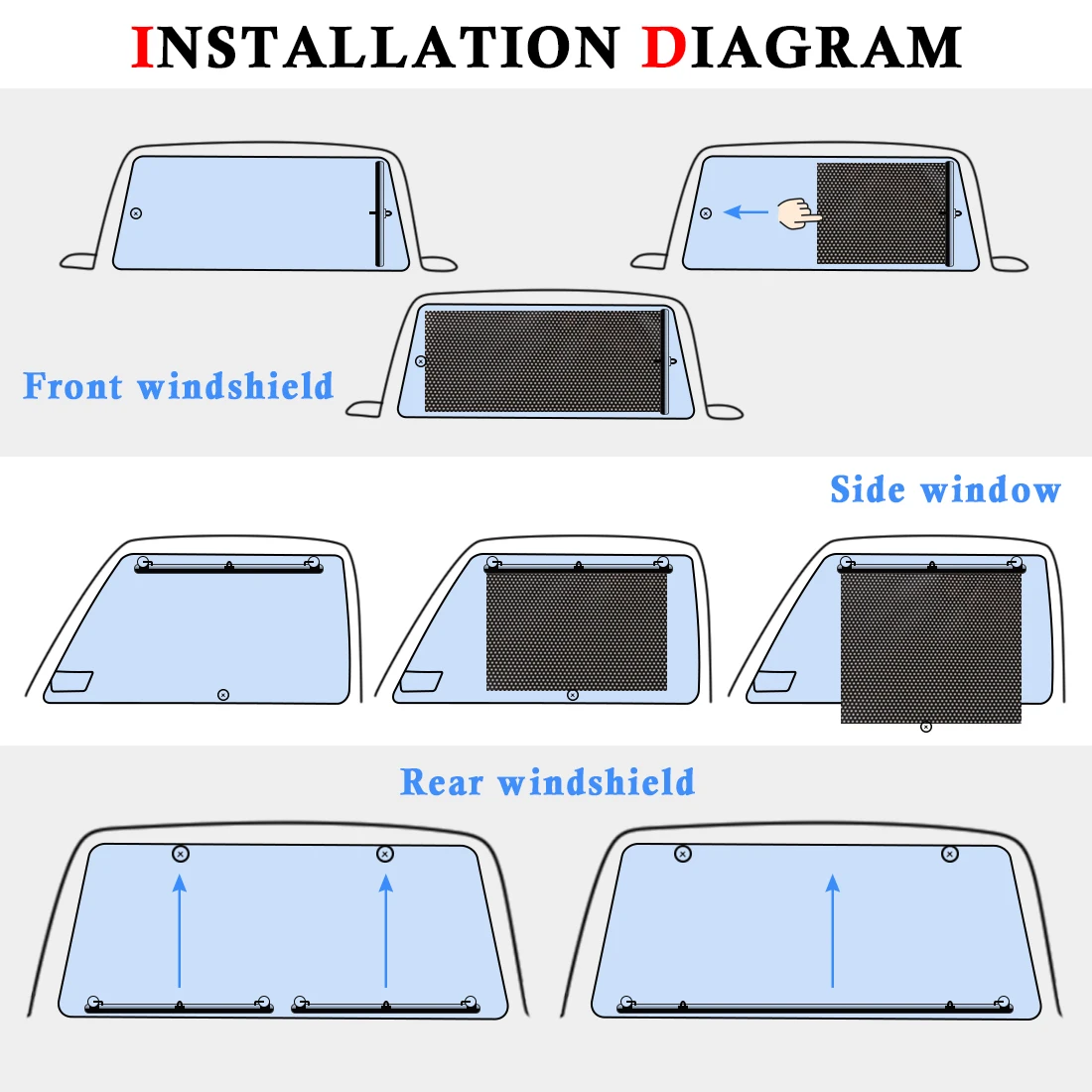 X Autohaux 40Cm X 60Cm Black Retractable Vehicle Car Curtain Window Roller Sun Shade Blind Protector