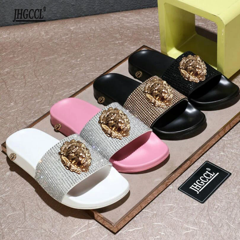 Size 35-45 fashion men&#39;s slippers women&#39;s double flip-flops luxury brand summer casual men&#39;s slippers platform flat slippersT6