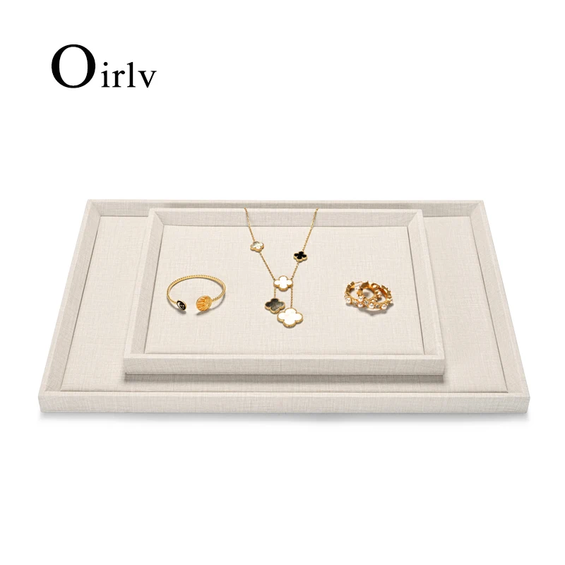 Oirlv-Plateaux d'affichage de pendentif en cuir PU blanc diversifié, palette d'évaluation de bijoux, armoire de magasin, bague, bracelet, cadeau de support de boucle d'oreille