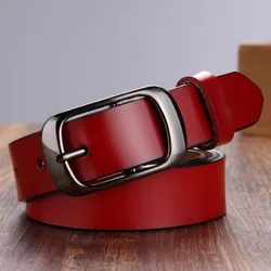 Genuine Leather Women Belt Concise Students Girl Pin Buckle Jeans Belts High Quailty Female Cowskin Waistband Korean Cowboy Belt