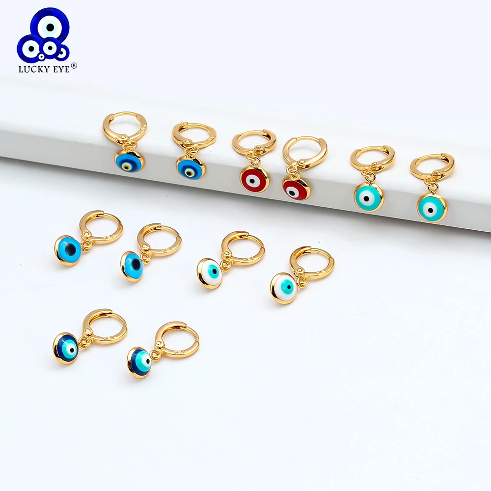 Lucky Eye Turkish Evil Eye Drop Earrings Colorful Charms Hanging Dangle Earrings for Women Ladies Copper Jewelry Gift EY6456