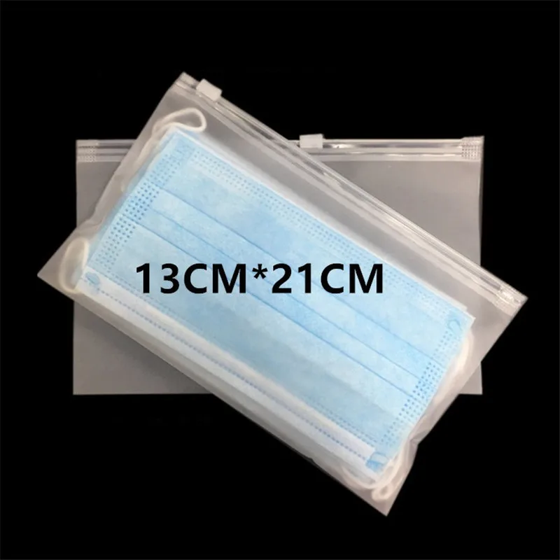 1000pcs/lot CPE Frosted Zipper Bag Disposable Mask Packaging Bag Transparent Self Sealing Bag Only Sale Bags No Mask Wholesale