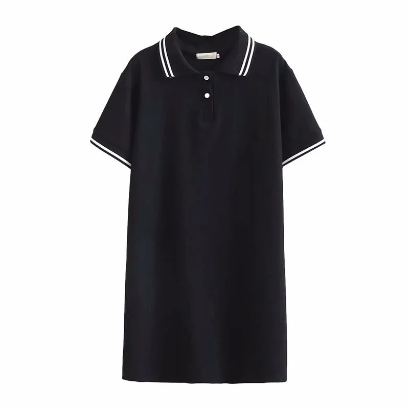 T-shirt manches courtes en coton pour femme, ample et décontracté, à la mode, avec col rabattu, Preppy