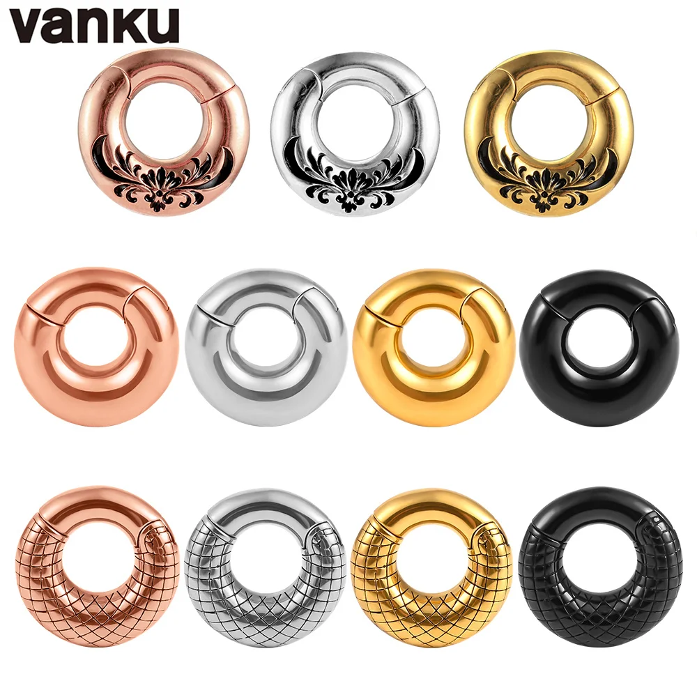 Vanku 316L Rvs Punk Ronde Magnetische Oor Gewichten Expander Brancard Pluggen Tunnels Gauge Oorbel Body Piercing Sieraden