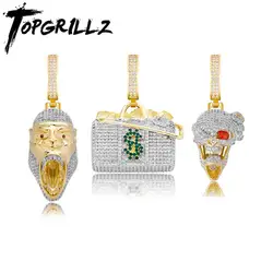 TOPGRILLZ Gorilla,Skull, Wallet Iced Zircon Pendant Hip Hop Pendant Cubic Zirconia Hip Hop Jewelry  For Men Women
