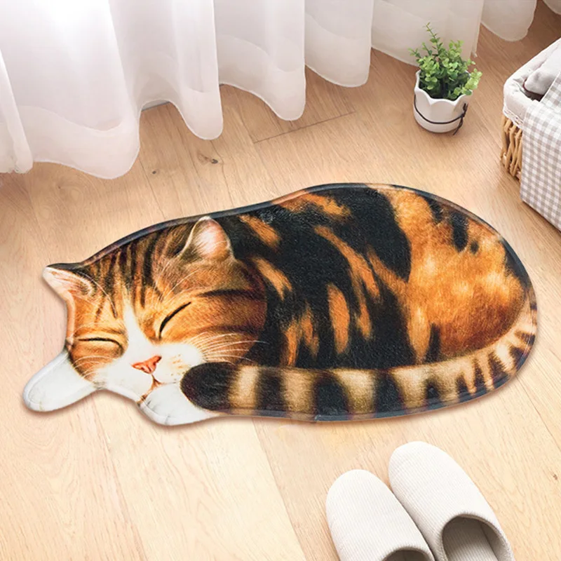 New Big 3D Printed Sleeping Cat Doormats Hallway Doorway Carpet Living Bedroom Anti-slip Floor Mats Kitchen Balcony Rugs Tapete