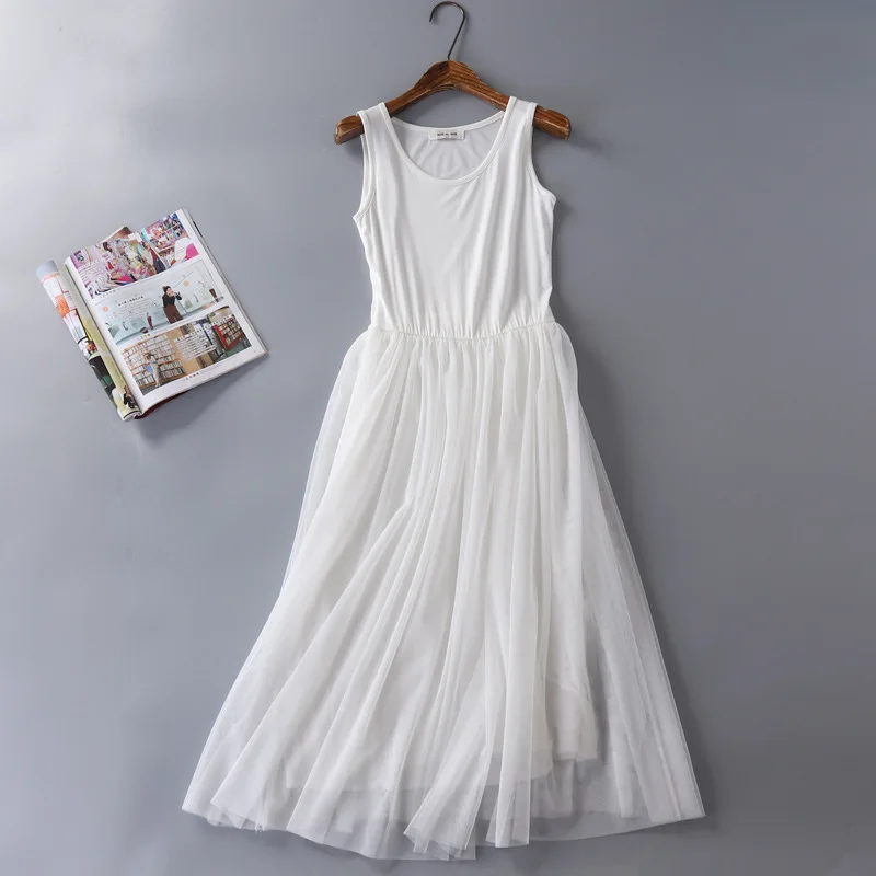 Vestidos Mujer New Sweet Women Summer Dress Two Layer Net Yarn Lace Long Nightdress Loose Vest Nightgowns Female Nuisette