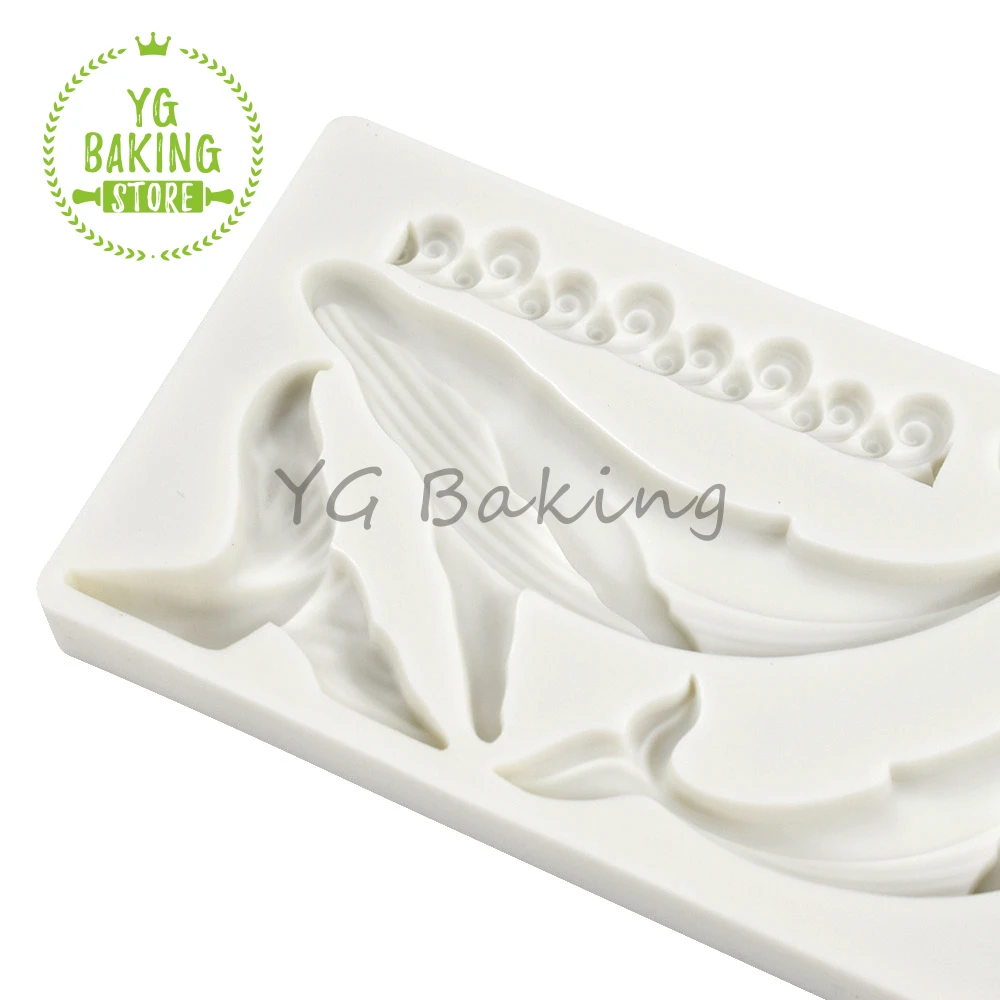 Dorica New Ocean Series Whale & Waves Design Silicone Mold Fondant Cake Decorating Tools Kitchen Accessories Baking Supplies