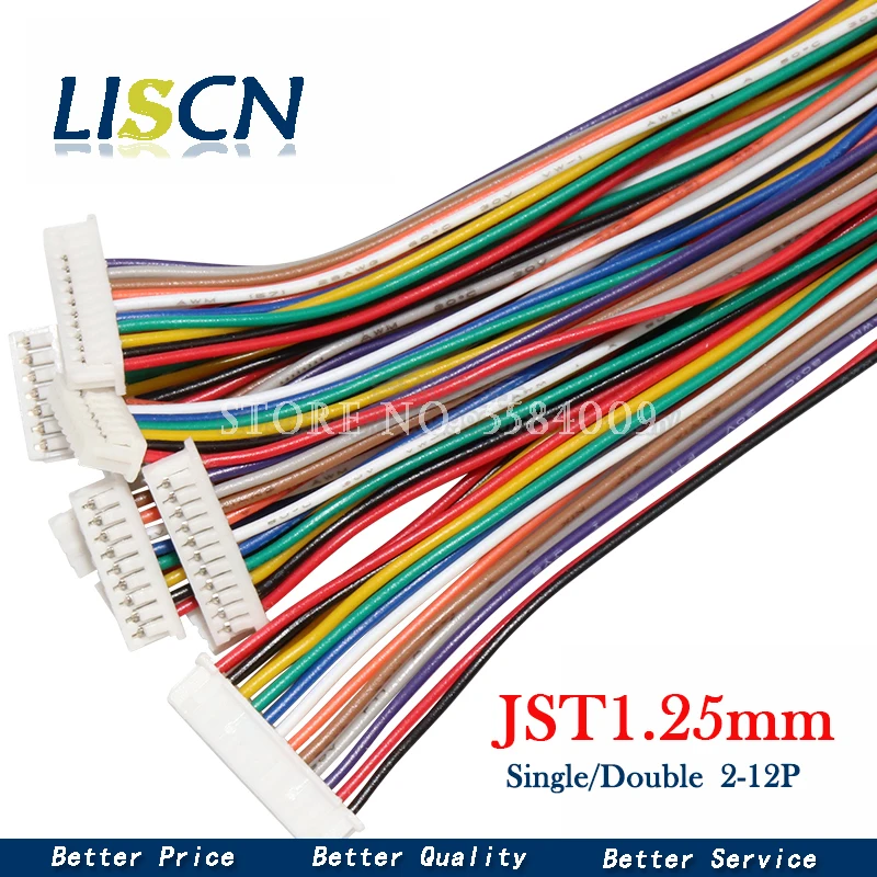 10Pcs Micro JST GH 1.25 2P 3P 4P 5P 6PIN Male Plug Connector With Wire Cables 150mm Single/Double Connector 28AWG 15cm