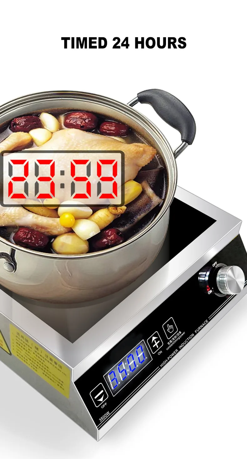 

Индукционная плита 3500 Вт для коммерческого использования, бытовая индукционная плита для приготовления хот-пота и жарки, кухонная машина для приготовления стир-фрай