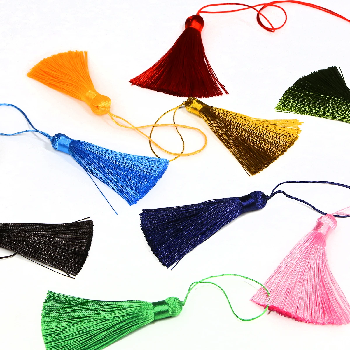 حلية قلادة ملابس يدوية الصنع، زينة فرشاة ستارة شرابة حريرية ملونة بطول 16 سم، مجوهرات شرابة أقراط قطعة/قطعتين - 2