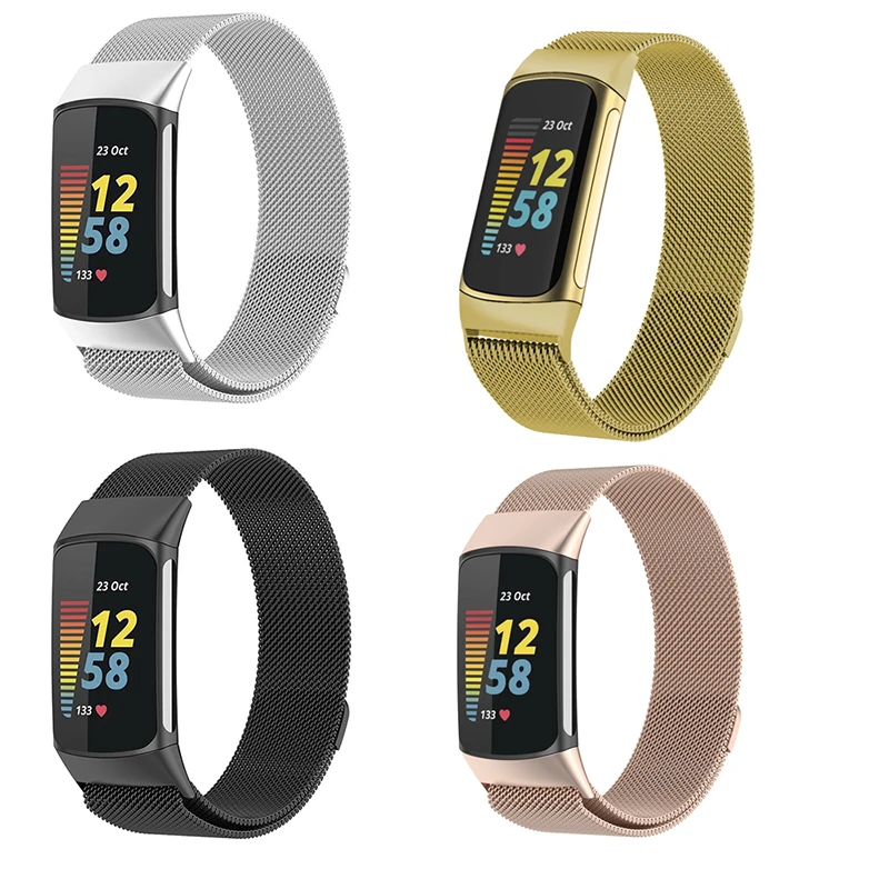 สแตนเลสสตีลสำหรับ Fitbit Charge 5 Smart Wacth แม่เหล็กตาข่ายสร้อยข้อมือสายคล้องข้อมือ Correa สำหรับ Fit Bit Charge 5