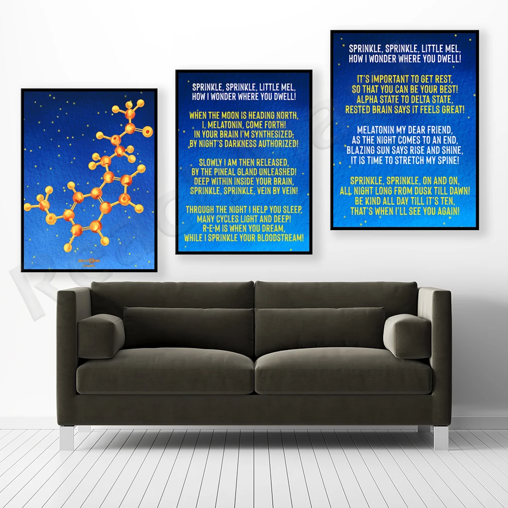 Melatonin Twinkle Twinkle Little Star Crib Molecular Print Stars Night Sky Artwork Neuroscience Art Sleep Gift Poster