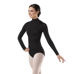 Speerise Women Long Sleeve Black Leotard Turtleneck Ballet Dancewear  Spandex Leotards Bodysuit Gymnastics Costumes Leotard