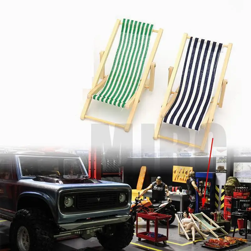 

1pcs Simulation Wood Fold Beach Chair For 1/10 RC Crawler Car For TRX4 Defender Bronco RC4WD D90 D110 Axial Scx10 90046 RR10 TRX