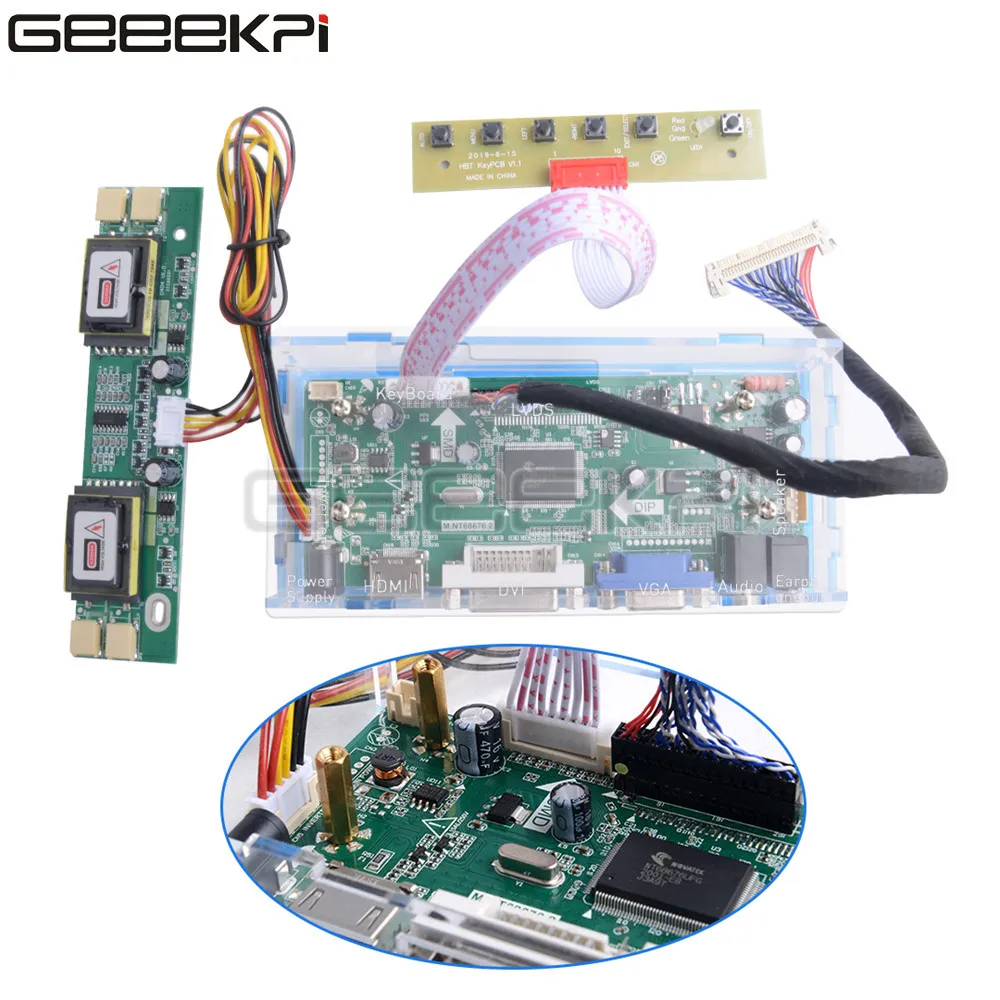 geeekpi controlador lcd board driver hdmi vga dvi arcade entrada de audio apto para monitor arcade1up nt68676 01