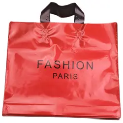 High-density Polythylene Eco-friendly 10pcs/lot 29*35cm Red Luxury Fashion Paris Gift Bags With Handles Large Plastic Packaging
