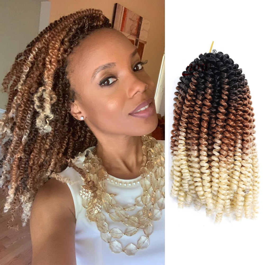 Saisity Ombre Synthetic Brown Spring Twist Braiding Hair Extension 30Roots/Pack Crotchet Passion Twist Braids Hair