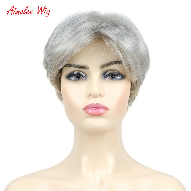 Aimolee 8 Inch Short Straight Women Synthetic Natural Smooth Hair Wigs with Bangs