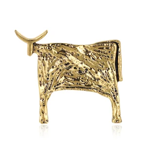 Broche de toro de esmalte broches zodiacs mujeres y hombres pines broche de vaca de ganado animal joyas 8 mejores broche de pavo real de ventas - №7