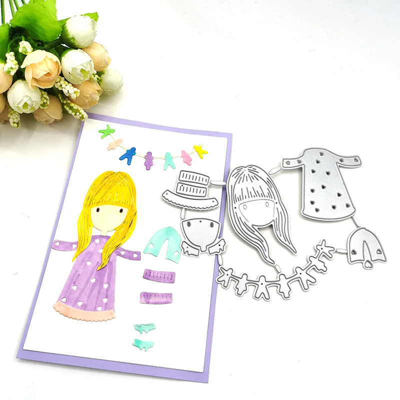 

Julyarts Party Girl Die Cutting Dies Scrapbook Die Cuts DIY Craft For DIY Scrapbooking Decorative Embossing Handcraft Dies