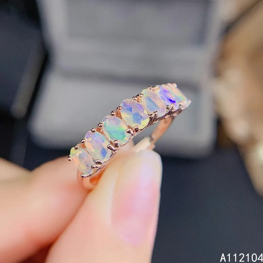 

KJJEAXCMY fine jewelry 925 sterling silver inlaid natural opal women exquisite fresh Chinese style gem Platoon ring support dete