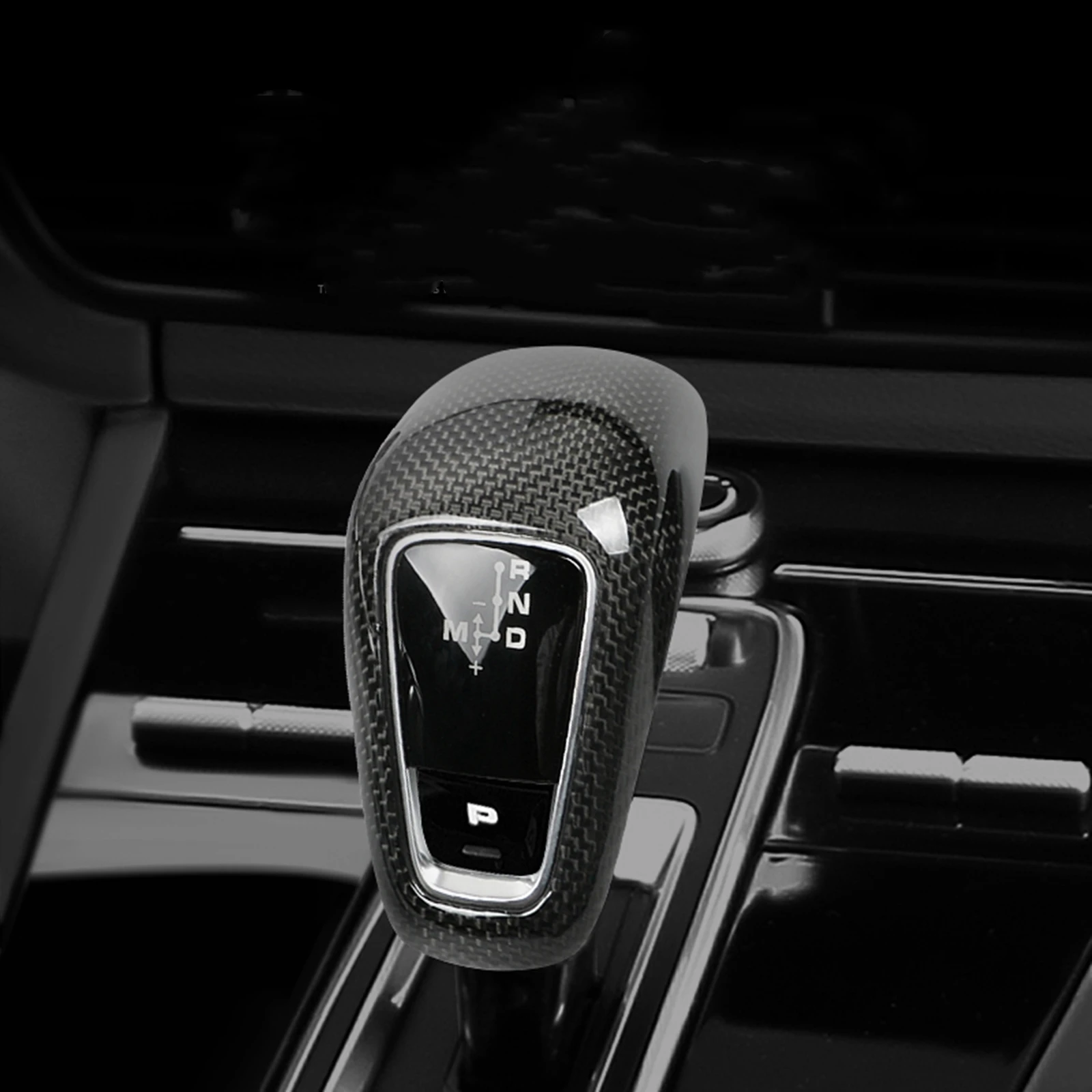 Car Gear Shift Knob Head Cover For Porsche Cayenne 2018-2024 LHD Real Carbon Fiber Trim Black Shell Case Shifter Decoration Cap