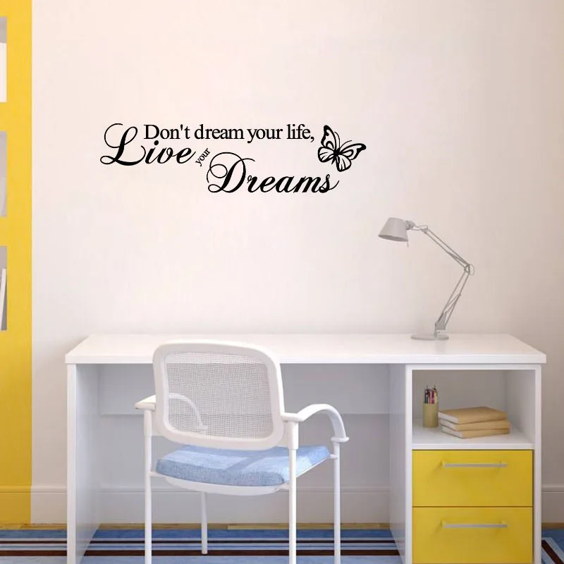 Don\'t Dream Your Life Art Vinyl Quote Wall Sticker Wall Decals Home Decor Live Your Dreams