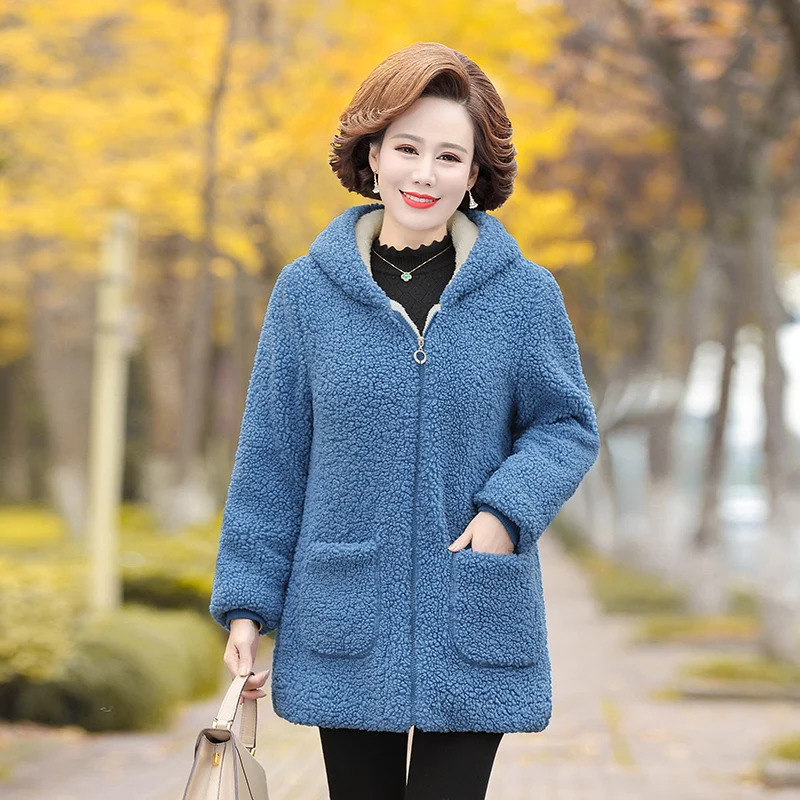 New Oversize Mother wWarm pParka Coat Outerwear Winter Padded Clothes Jacket Female Loose Granular Velvet Length Hooded Overcoat