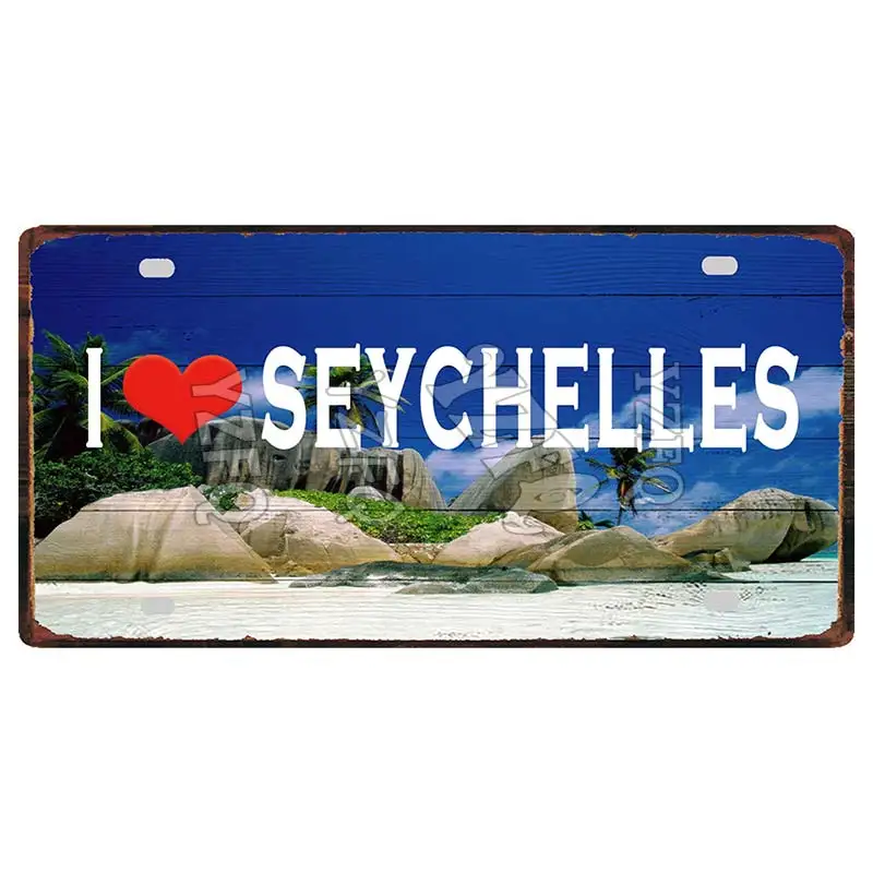 Seychelle City Tin Plate Travel Souvenir Vintage Metal Sign Wall Decor For Shop Home Bar Club Poster Customizable DC-1096B