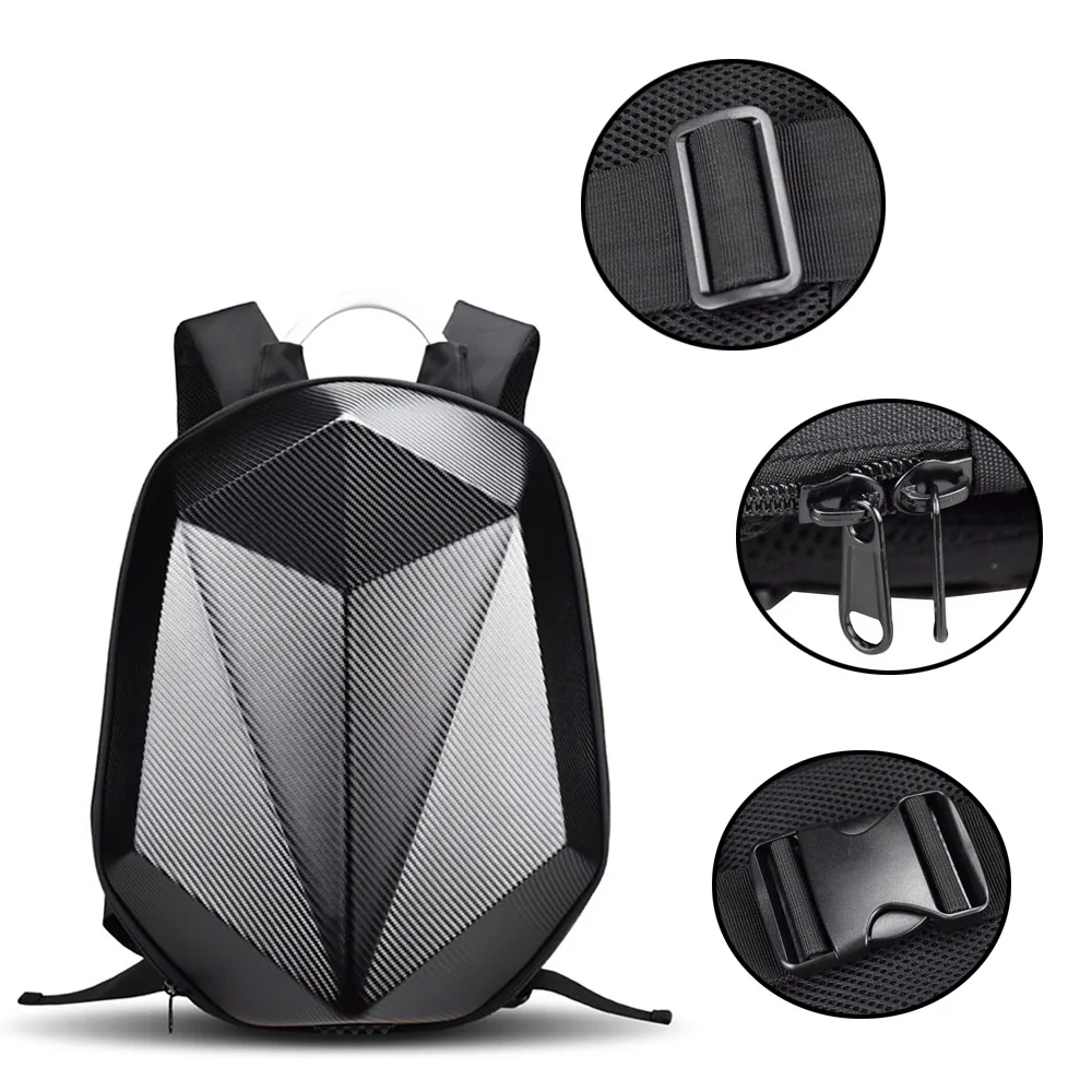 

1PC Carbon Fiber ABS Motorcycle Bag Hard Case Shell Backpack Tank Moto Motorbike Helmet Bags Travel Luggage