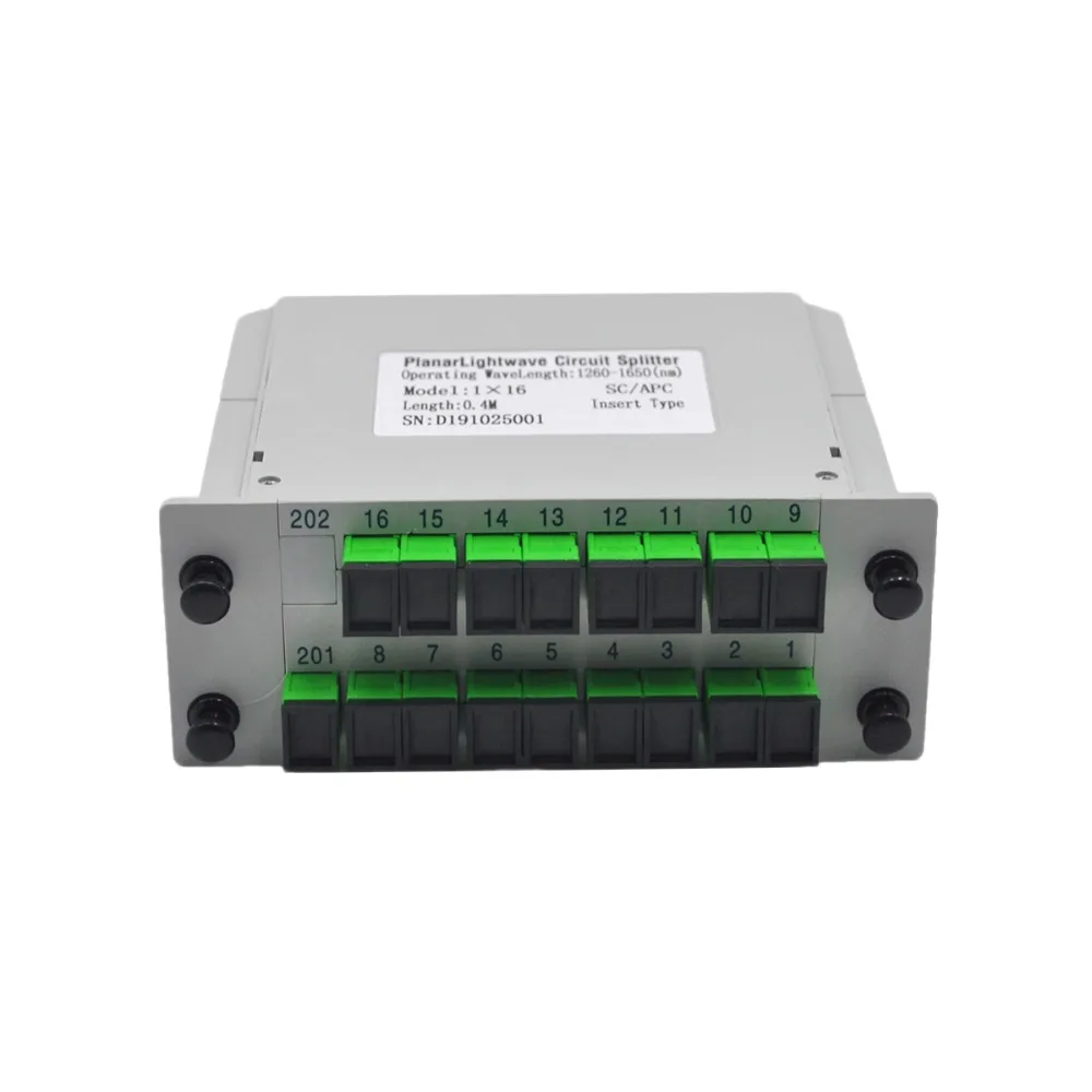 SC APC UPC PLC 1X16 Fiber Optic FTTH Splitter Box PLC  Insert sheet Type Fiber Optical Coupler Splitter Insertion 1:16