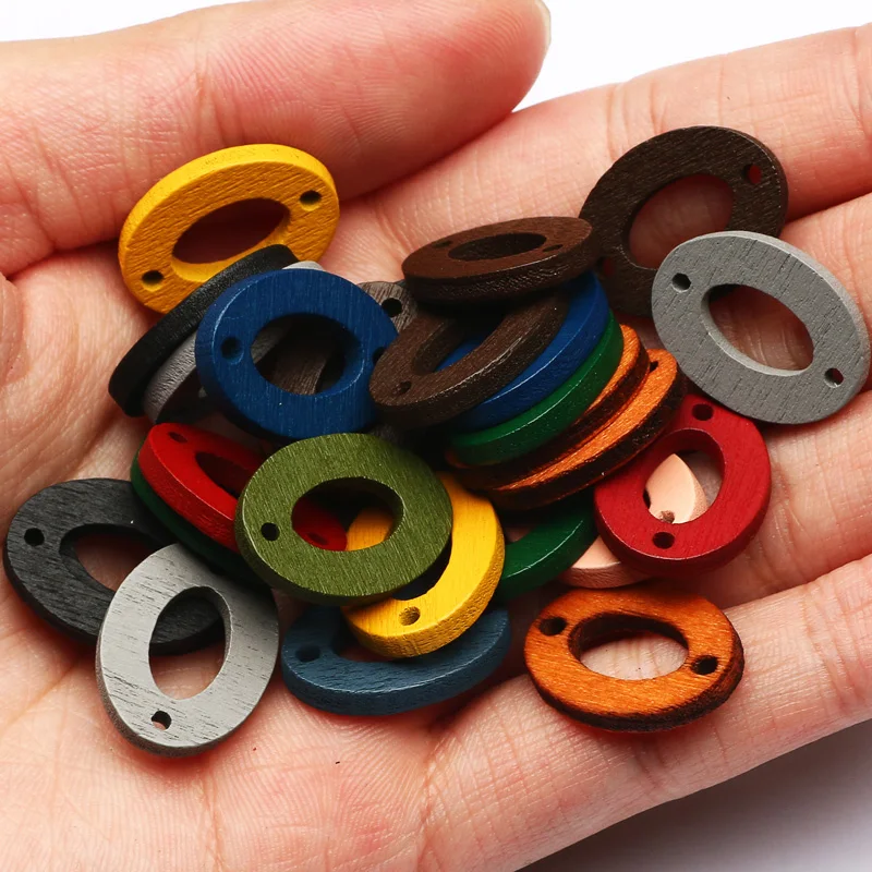 30pcs 15x20mm Dark Color Oval Shape Wooden Charms Connector For Jewelry Making Findings Handmade Earrings Diy Accessories