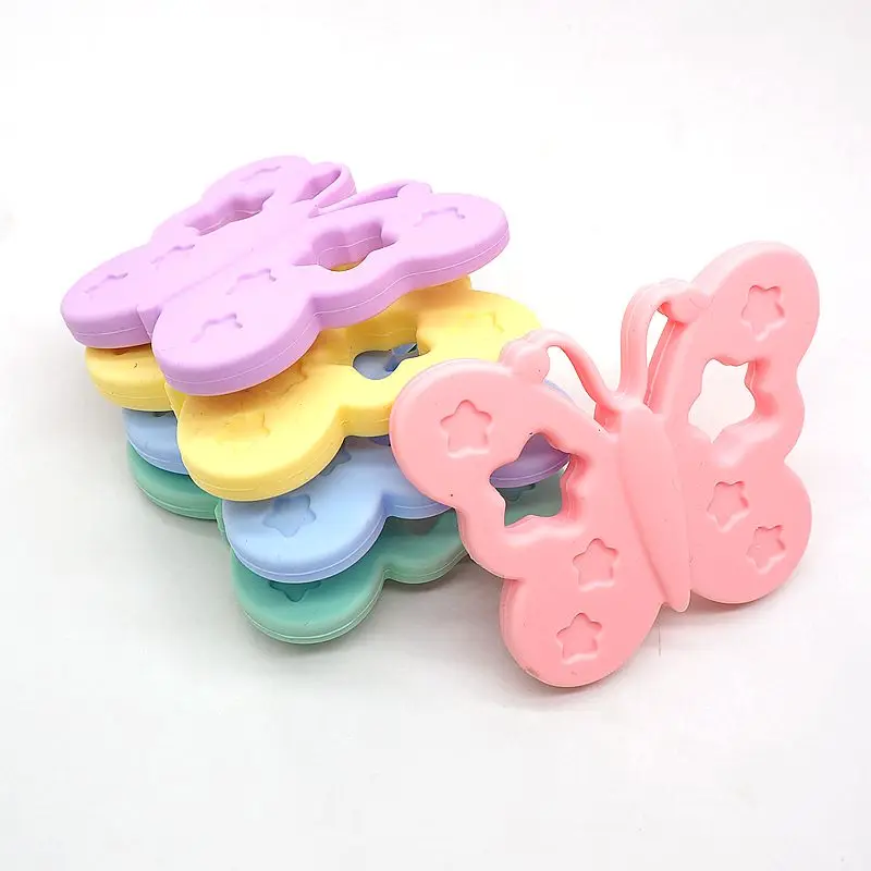 Chenkai 10PCS BPA Free Silicone Butterfly Teether Handmade Pacifier Teething For DIY Baby Nursing Pacifier Clip Necklace Jewelry