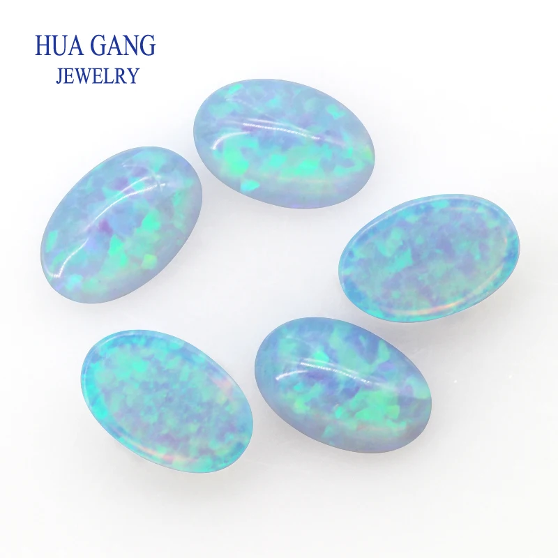 FI14 Synthetic Opal Loose Stones Oval Shape Base Cabochon Created Opal Beads Semi-Precious Stones For Jewelry 3x5mm-10x14mmmm