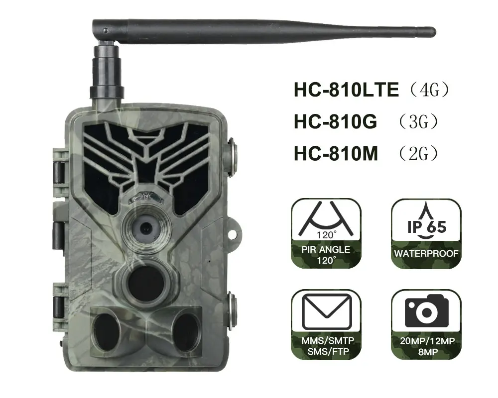 2G MMS SMS SMTP Trail Hunting Camera Photo Traps  20MP 1080P Wireless Cellular Mobile Night Vision Wildlife Cameras HC810M